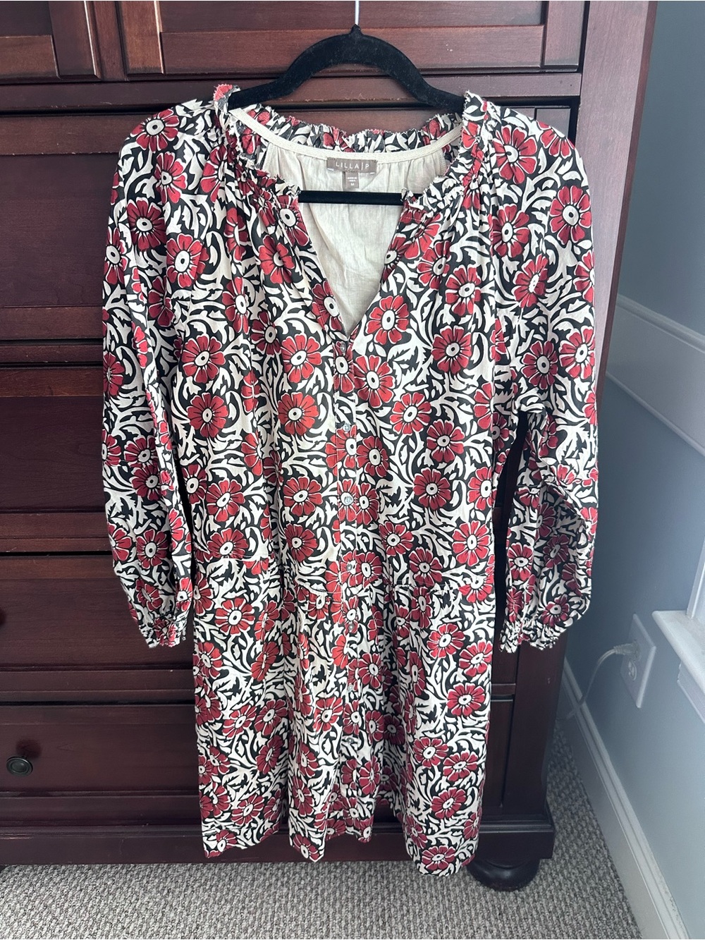 Lilla P long sleeve floral fall dress size M